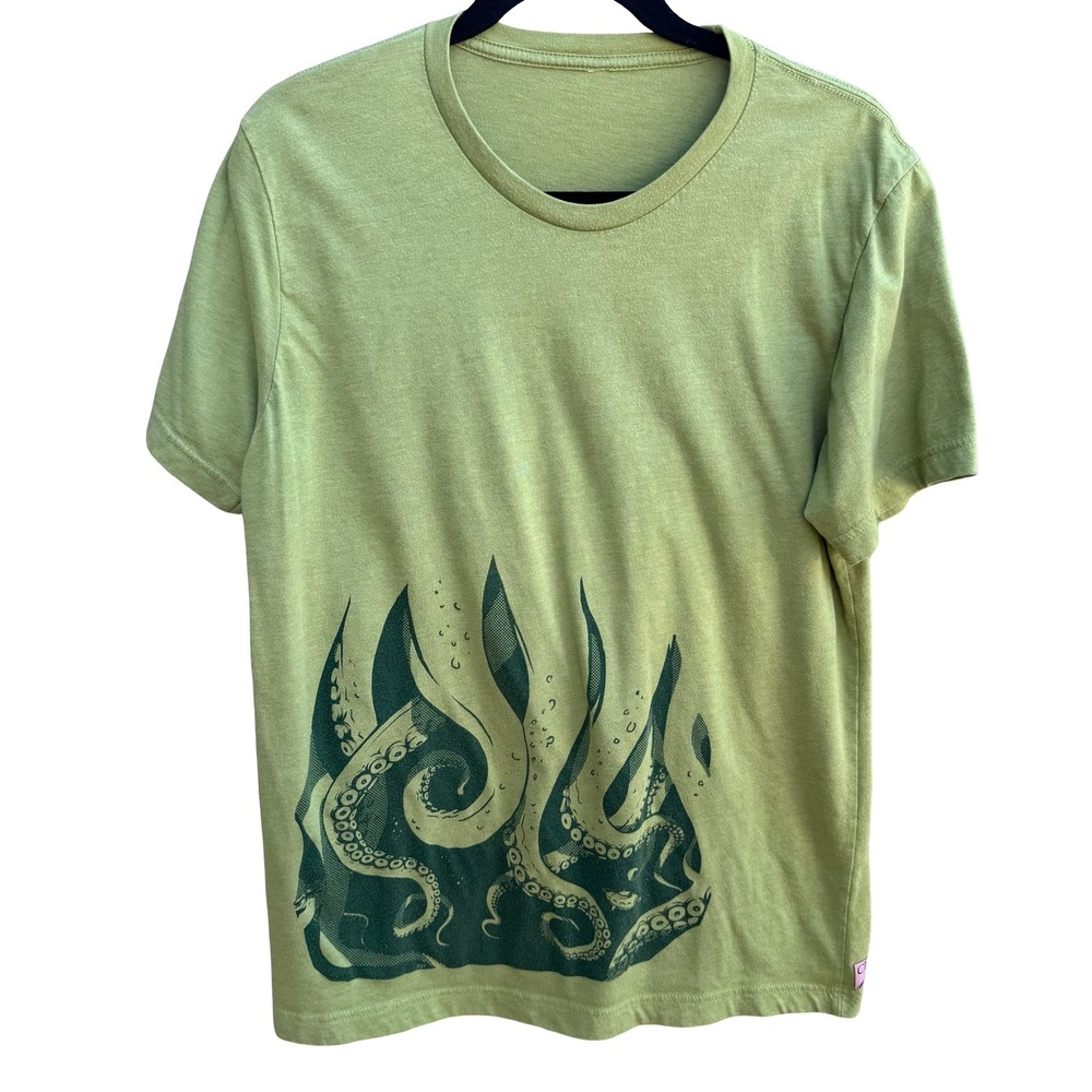 Chibi Yeti Octopus Tentacle Kracken Sea Monster Nautical Graphic Tee Green Shirt